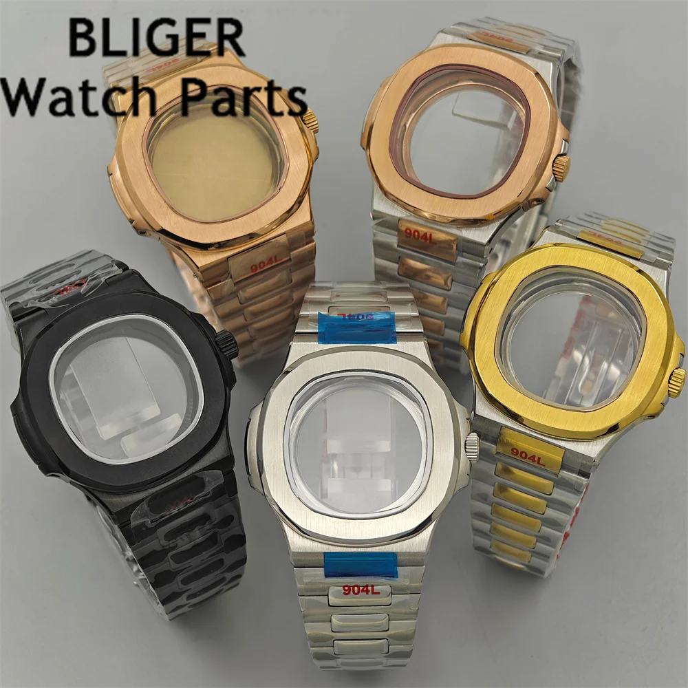 BLIGER 42mm Silver Black Gold Watch Case Sapphire Glass Fit NH35 NH36 ETA2824 2836 Miyota8215 Mingzhu DG2813 PT5000 Movement