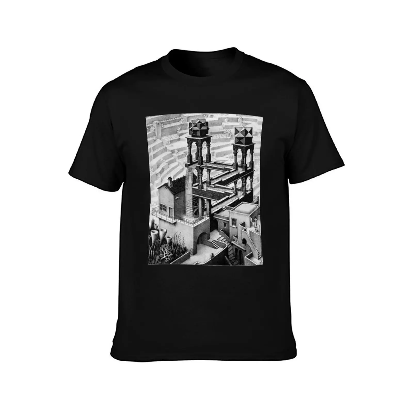 Waterfall by Maurits Cornelis Escher T-Shirt Holiday Lightweight T-Shirt