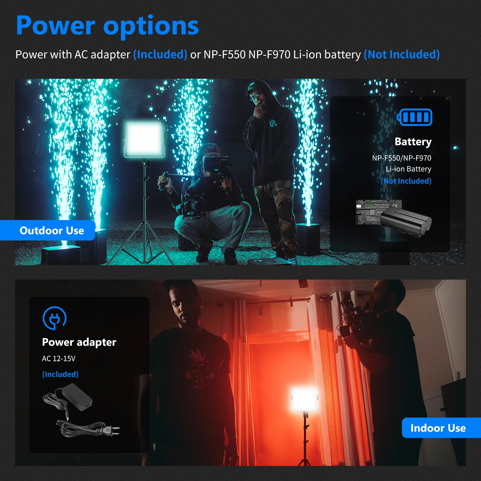 NEEWER 660 PRO RGB-LED-Videoleuchte mit APP-Steuerung/Gittertür 360 ° Vollfarbige Panel-Studioleuchte CRI 97+, 50 W für die Fotografie ﻿ – Detail 7