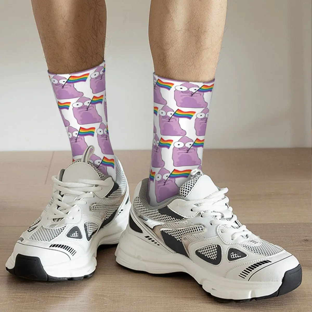 Cartoon Solar Opposites Holding Pride Flag Socks Harajuku Super Soft Stockings All Season Long Socks for Unisex Valentine's Day