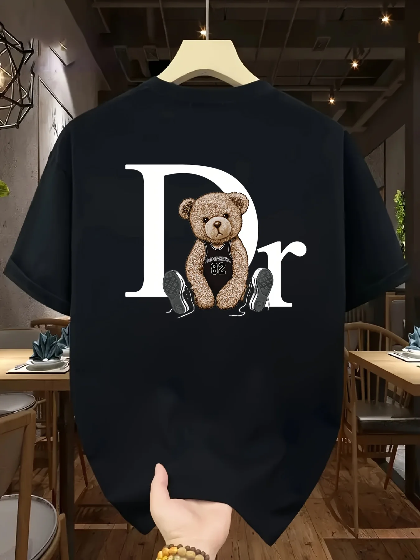

Cute Bear, Graphic Printing Summer, Autumn and Winter Luxury Brand Pure Cotton Men's and Women's T-shirts, Short Sleeves,