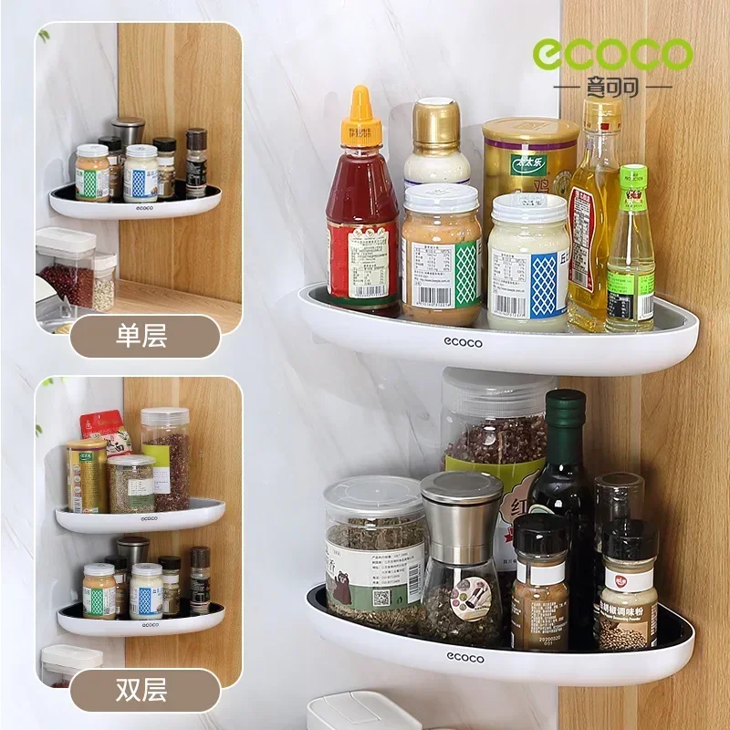 ecoco Corner bathroom shelf wall-mounted bathroom toilet storage no-punching washstand triangle bathroom kitchen organizer