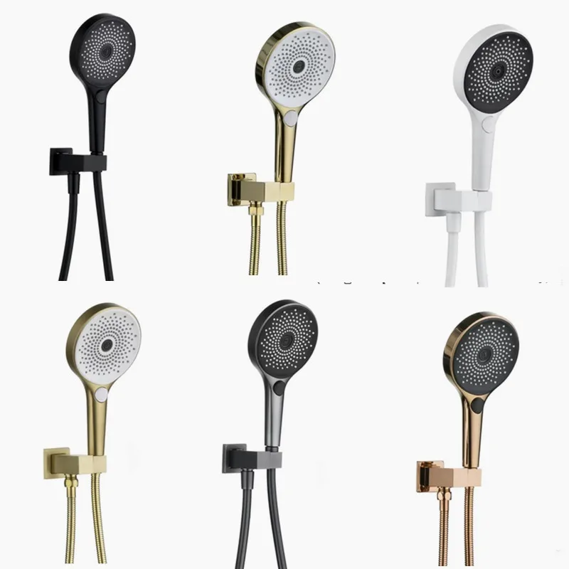 

Solid Brass HandShower Kit Wall Mount Hand Shower Sprayer Set With Hose Shower Holder Brushed Gold Matte Black Handheld Sprayer