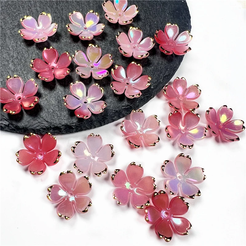 50PCS 19mm Acrylic Cherry Blossoms Flower Beads Petals Charms Connector For DIY Earrings Hair Jewelry Making Resin Acessories