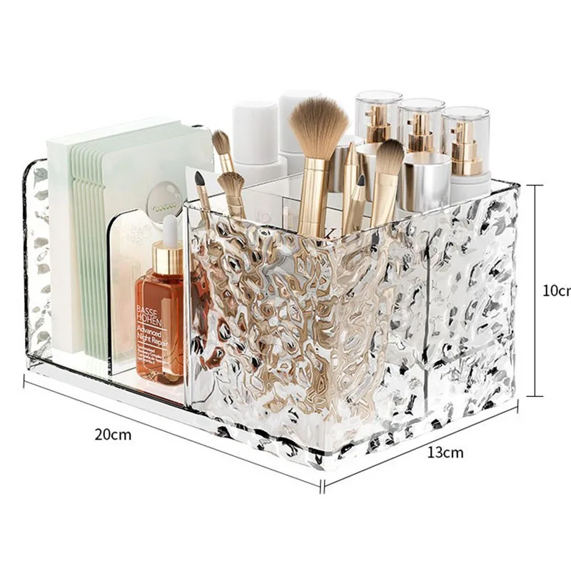 Water Ripple Cosmetic Storage Box Multi‑Grid Desktop Makeup Organizer for Lipstick Brushes Facial Mask Lotion Beauty Tool Bucket