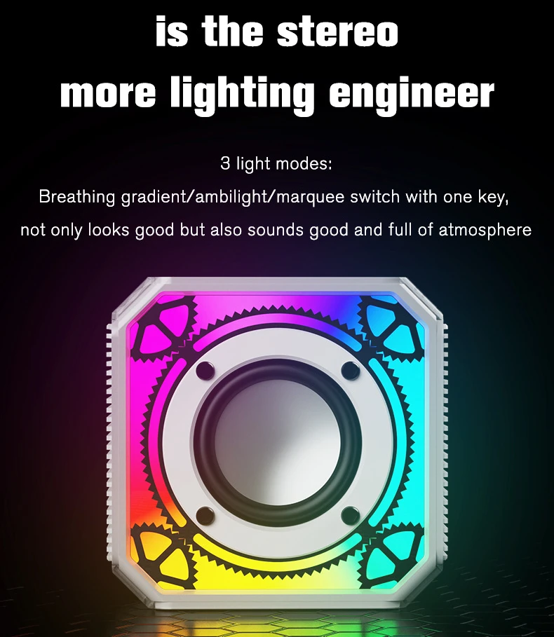 Bluetooth Speaker Color Light with TF Card Outdoor Portable Subwoofer Wireless Multi-function Desktop Mini Mecha Boombox 휴대용스피커