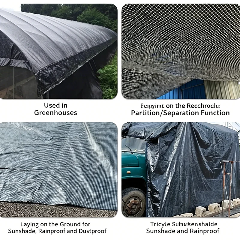 Thicken Tarpaulin Shade 2*1 4*4 6*6 8*8 10*10m Large Waterproof Anti-UV Tarp Tent Camping Canopy Black White Rain Awning Outdoor