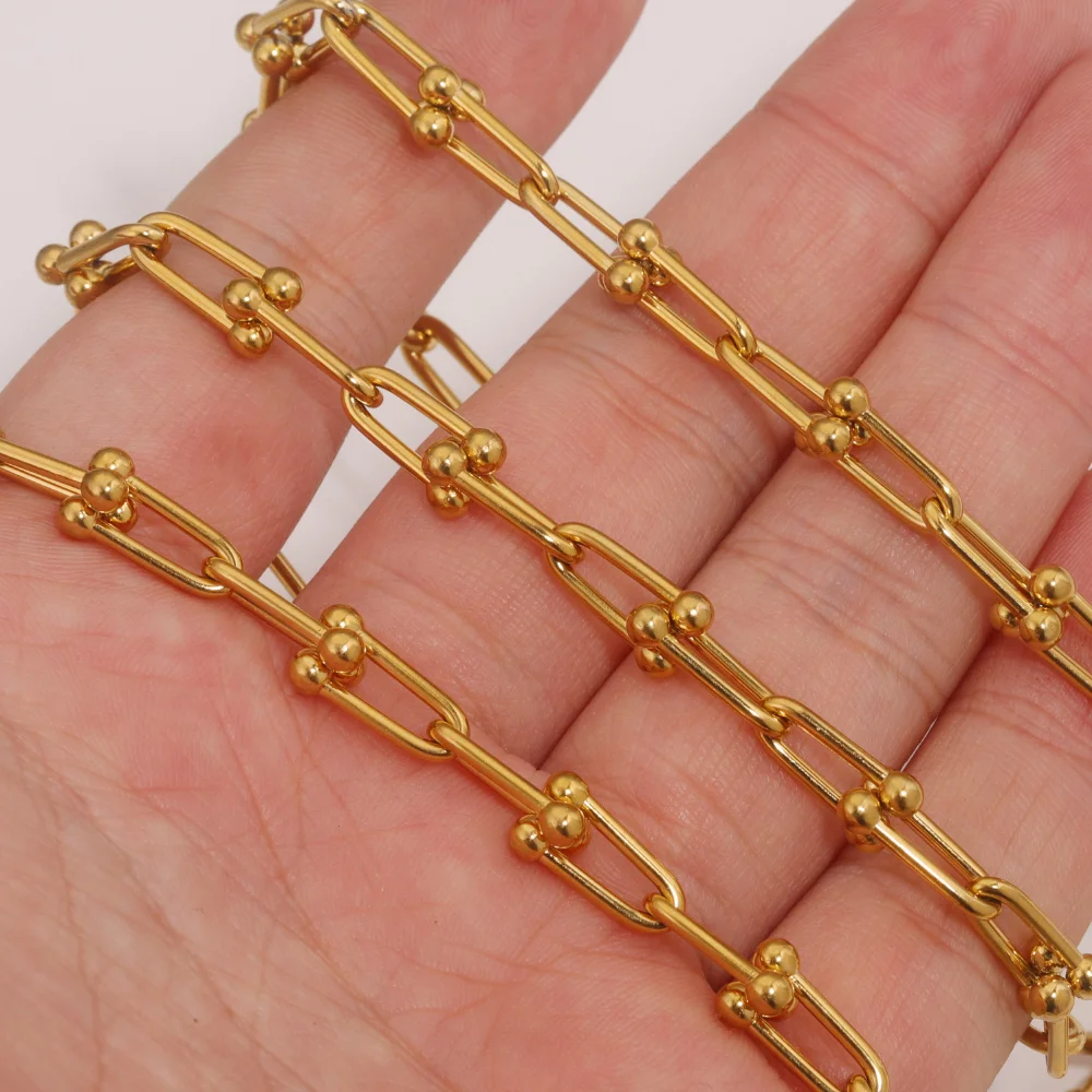 1M Stainless Steel Pvd Plated 18K Gold Chain Link Bulk Chains DIY Wallet Jewelry Necklace Making Handmade Supplies  Wholesale
