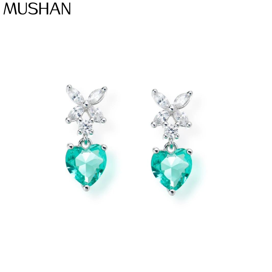 

MS Luxury Jewelry Corundum Love Earrings 925 Silver Original Design Small Light Luxury Daily Commuting Heart Earrings