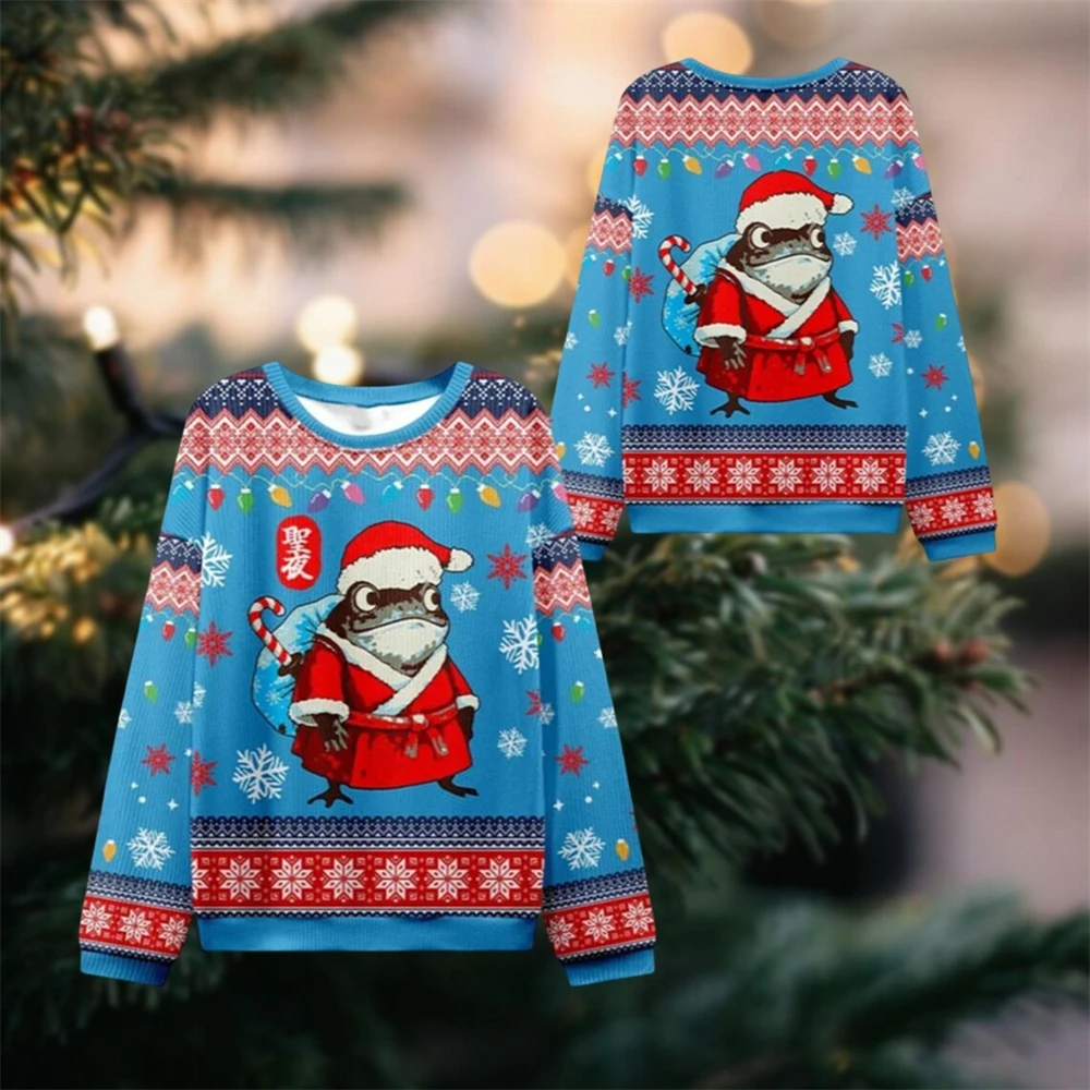 Funny Cartoon Santa Claus Ugly Christmas Sweater For Women Clothes Harajuku Fashion Animals Sweatshirt Holiday Jumper Sweaters