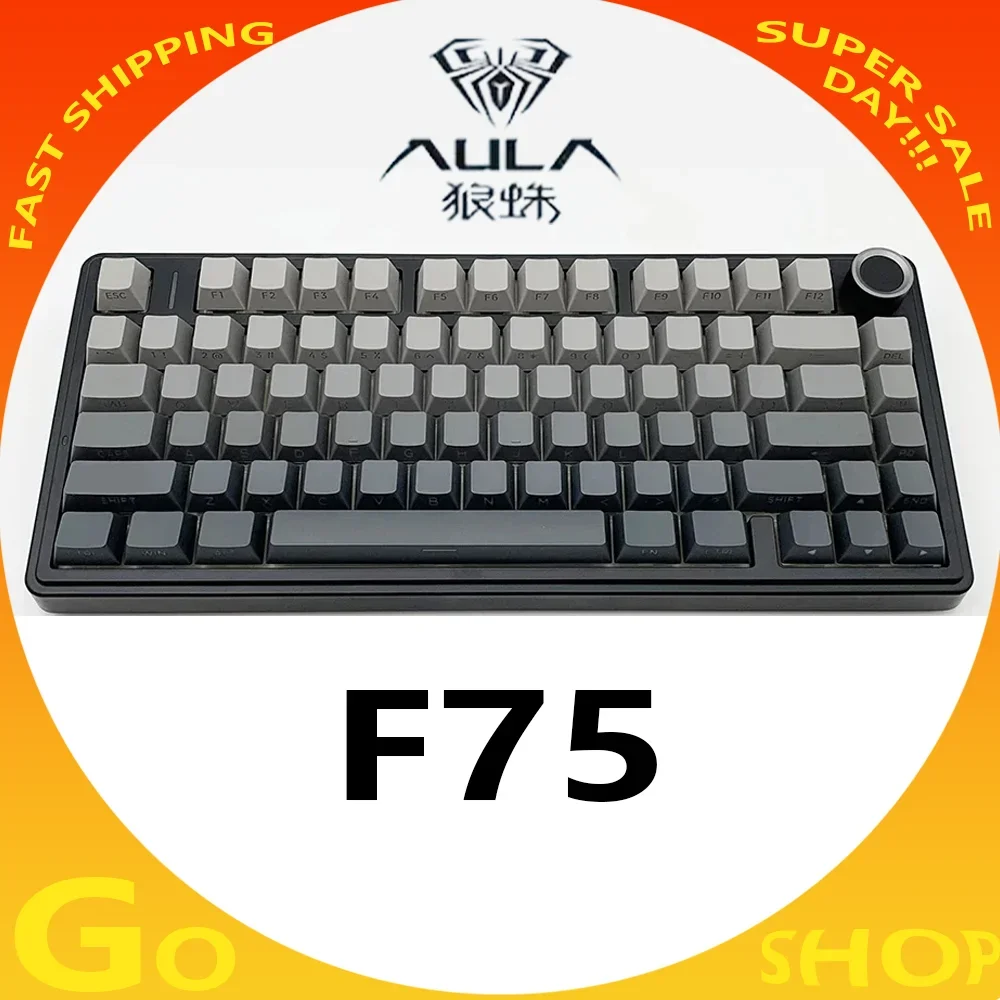 AULA F75 Mechanical Keyboard 2.4G Wireless Bluetooth RGB Customized 75% Layout OEM Profile Gasket Structure Gaming Gifts