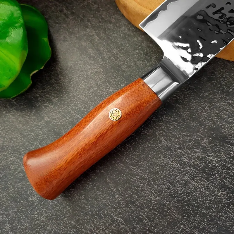 Hand Hammered Kitchen Knife Japanese Style Sharp Chopping Knife Wood Handle for Vegetable Meat Sushi Cutting Cooking Knife view 5