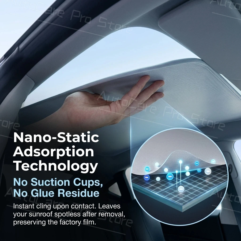 Car Suede Fabric Anti-uv Electrostatic Adsorption Sunroof Sunshade For LAND ROVER Discovery 2017-2026 Heat Insulation Skylight