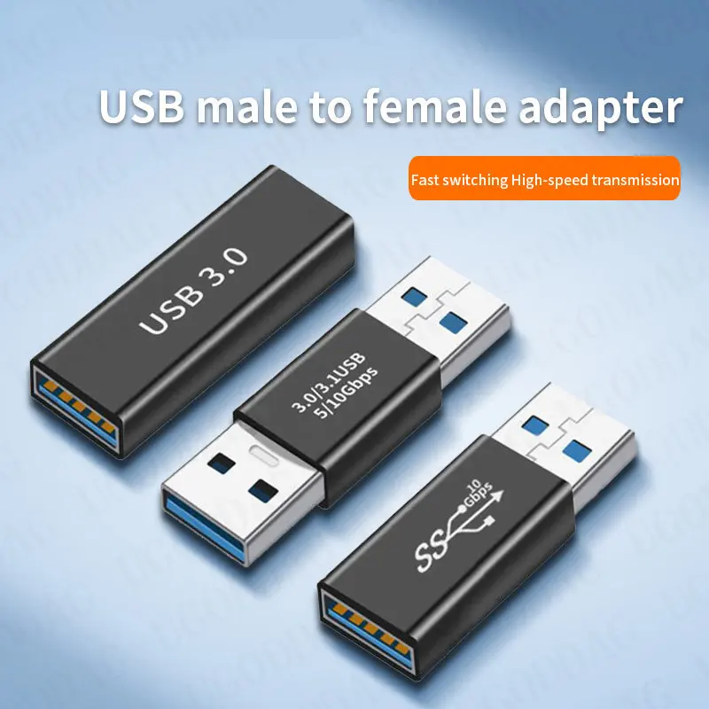Conector USB 3,0 a USB, adaptador macho a macho, hembra, 5Gbps, Cable convertidor USB HDD SSD, extensor USB 3,0, enchufe de extensión para PC