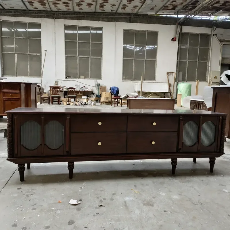 100 Percent Pure Solid Cherry Wood TV Cabinet 2 Meters Living Room Storage Locker Antique French Style Furniture