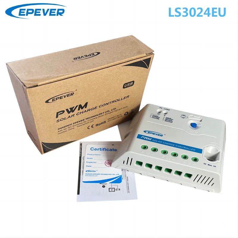 EPEVER 10A20A30A PWM Solarladeregler LS-EU mit USB-Anschluss 12V24V Auto Max PV-Eingang 50V Solarpanel-Laderegler