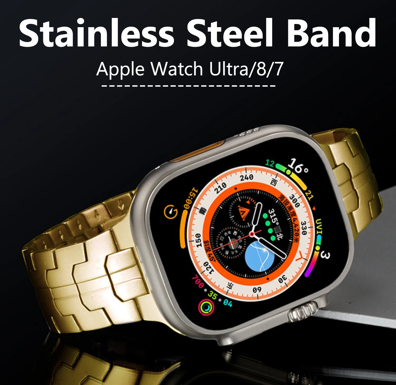 

Strap For Apple Watch Ultra Band 49mm 45mm 44mm 41mm 40mm 42mm 38mm Stainless Steel Metal Bracelet iwatch Series 3/4/5/6/7/8/SE
