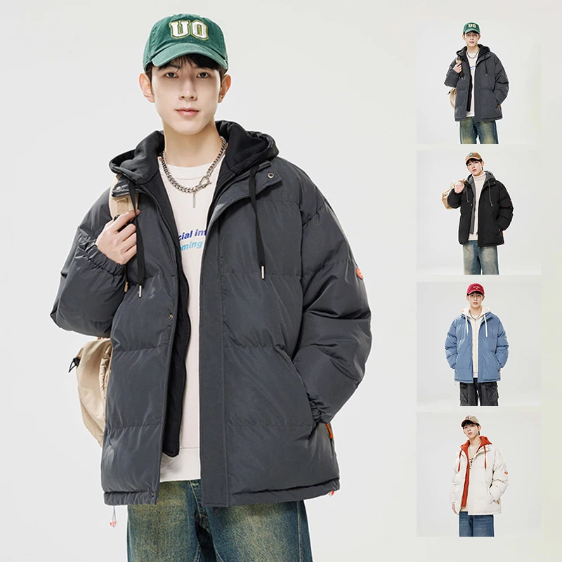 

New winter men's down jackets thick coats stand-up collar bread jackets loose and large sized warm down cotton padded jackets
