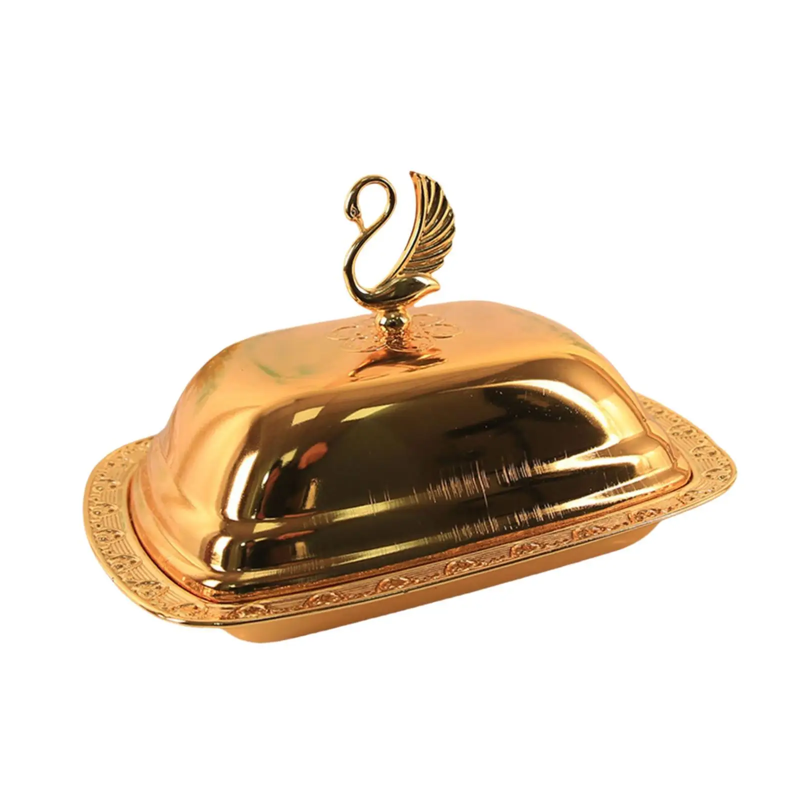 Elegant Metal Serving Tray with Lid for Fruit Snack Storage Decorative Buffet Platter European Style Stainless Steel for Bar