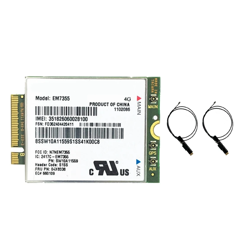 EM7355 WWAN Card+2Xantenna FRU 04X6038 NGFF 4G Wifi Card For Thinkpad X1 Carbon L440 L540 T440 T540P X240 Durable