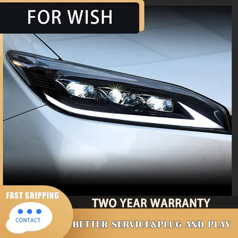 2PCS Headlights For Toyota Wish 2009 2010 20112012 2013 2014 2015 Full LED Head Lamps DRL Dynamic Turn Signals Car Accessories