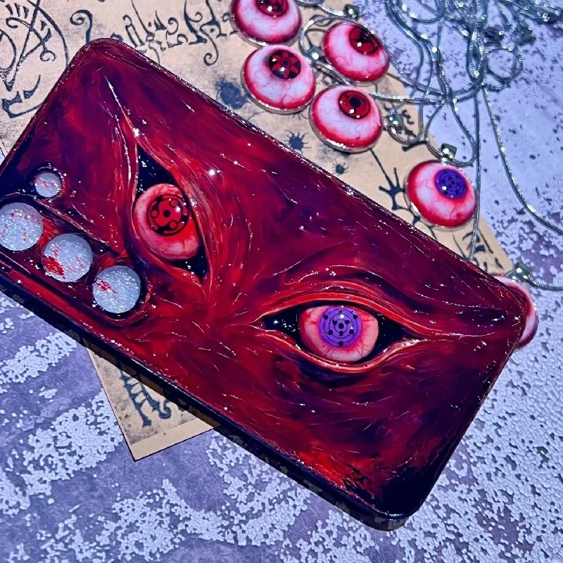 

4139 Original 3D Handmade Mobile Phone Case Dark Anime Style Bloody Beast Eyes Horror Gothic Art Mobile Phone Case Custom Gift