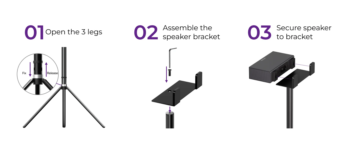ULTIMEA Steady S80 Height Adjustable Surround Speaker Stands from 62cm to 93cm for ultimea Nova S80 – Detail 6