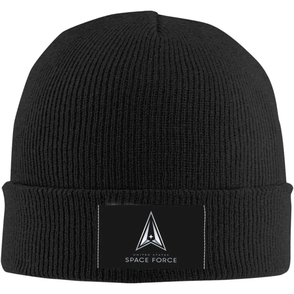 United States Space Force Logo Beanie Hat for Men Women Warm Cozy Knit Skull Cap Acrylic Winter Hats