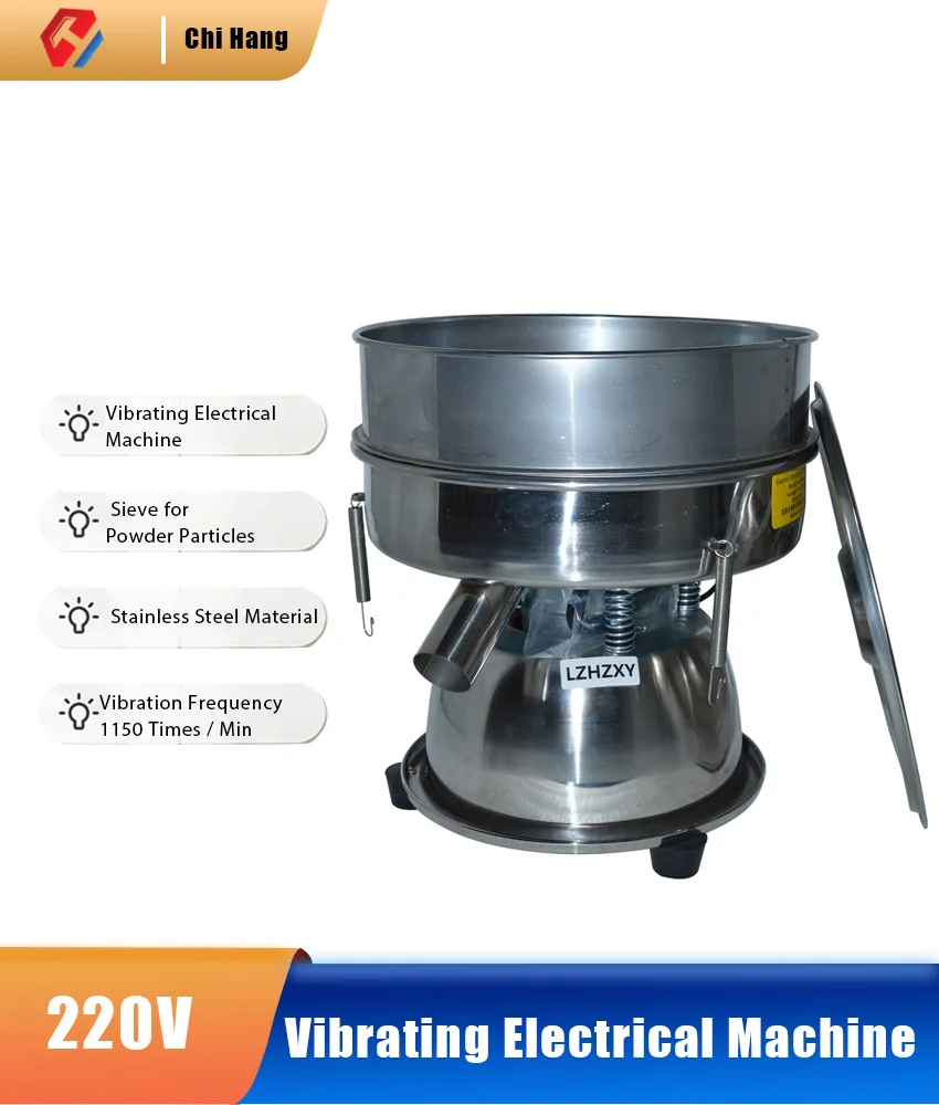 Electric Vibrating Sieve Machine,50W 220V Stainless Steel Sifter for Powder Particles,Chinese Medicine Screening Equipment