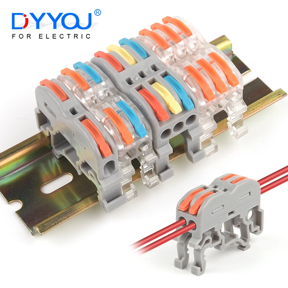 10PCS Quick Universal Push-in Type Wire Electrical Connector DIN Rail Conductor Press Terminal Block K411/K412/K413 0.08-4.0mm2