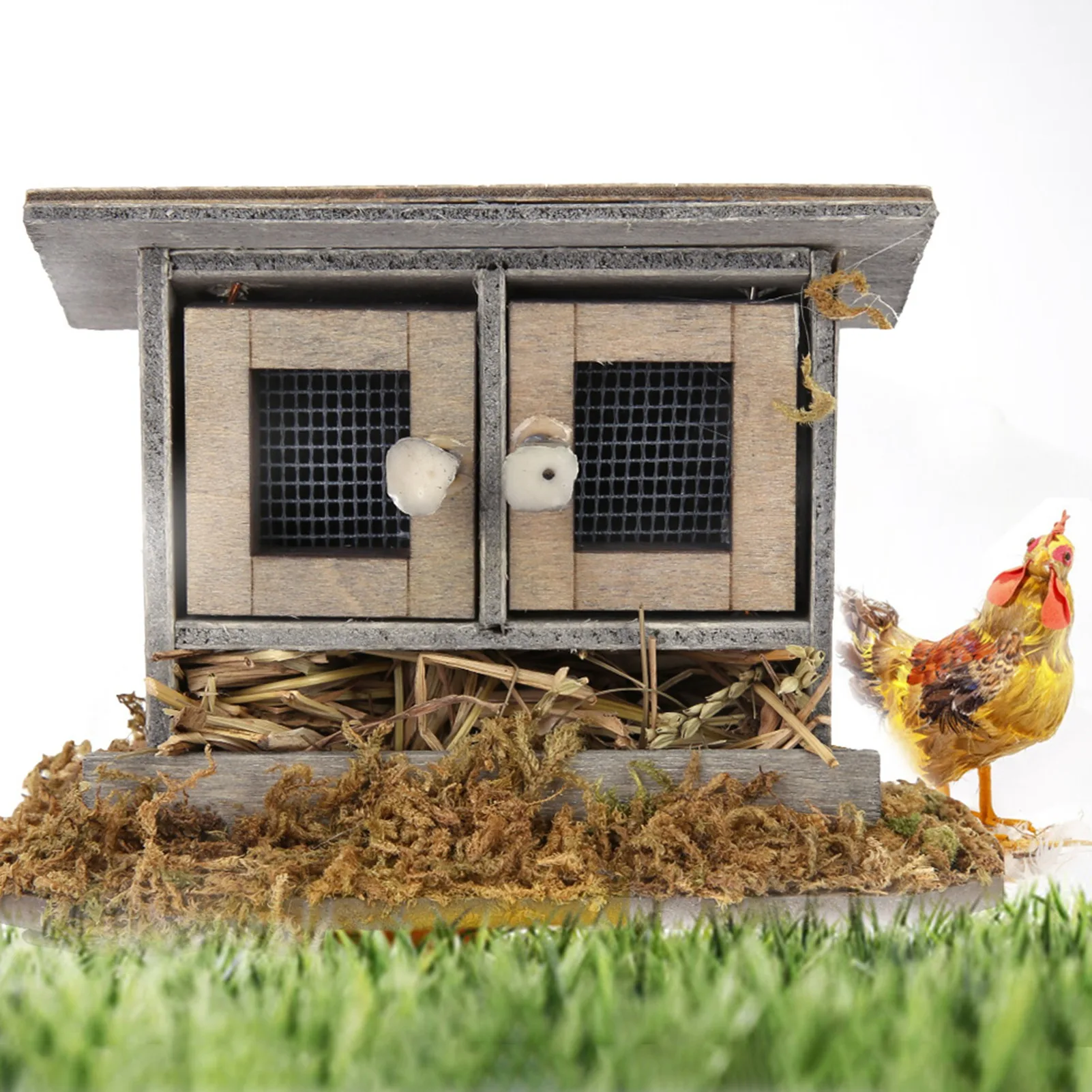Poulailler Miniature de jardin, maison de poule pour accessoires de maison de poupée 1/12