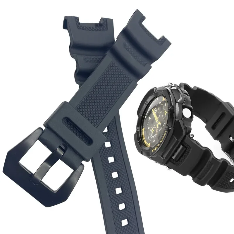 Accessoires de montre Pour la SGW-100-1V bande de montre étanche de sports de plein air des hommes en caoutchouc de silicone noir