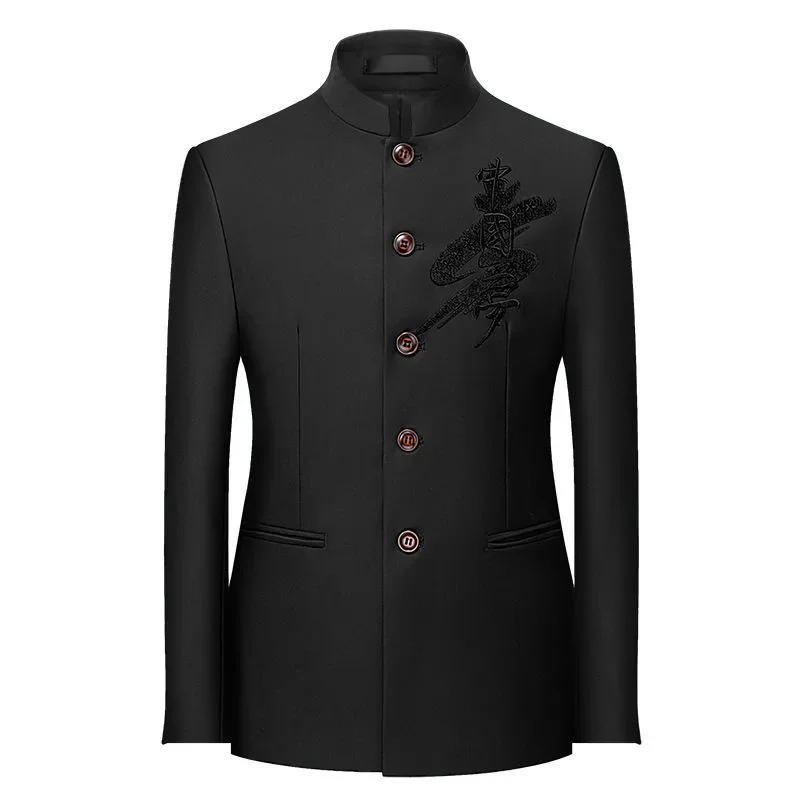 O508The latest Chinese style stand collar Zhongshan suit for men and young men