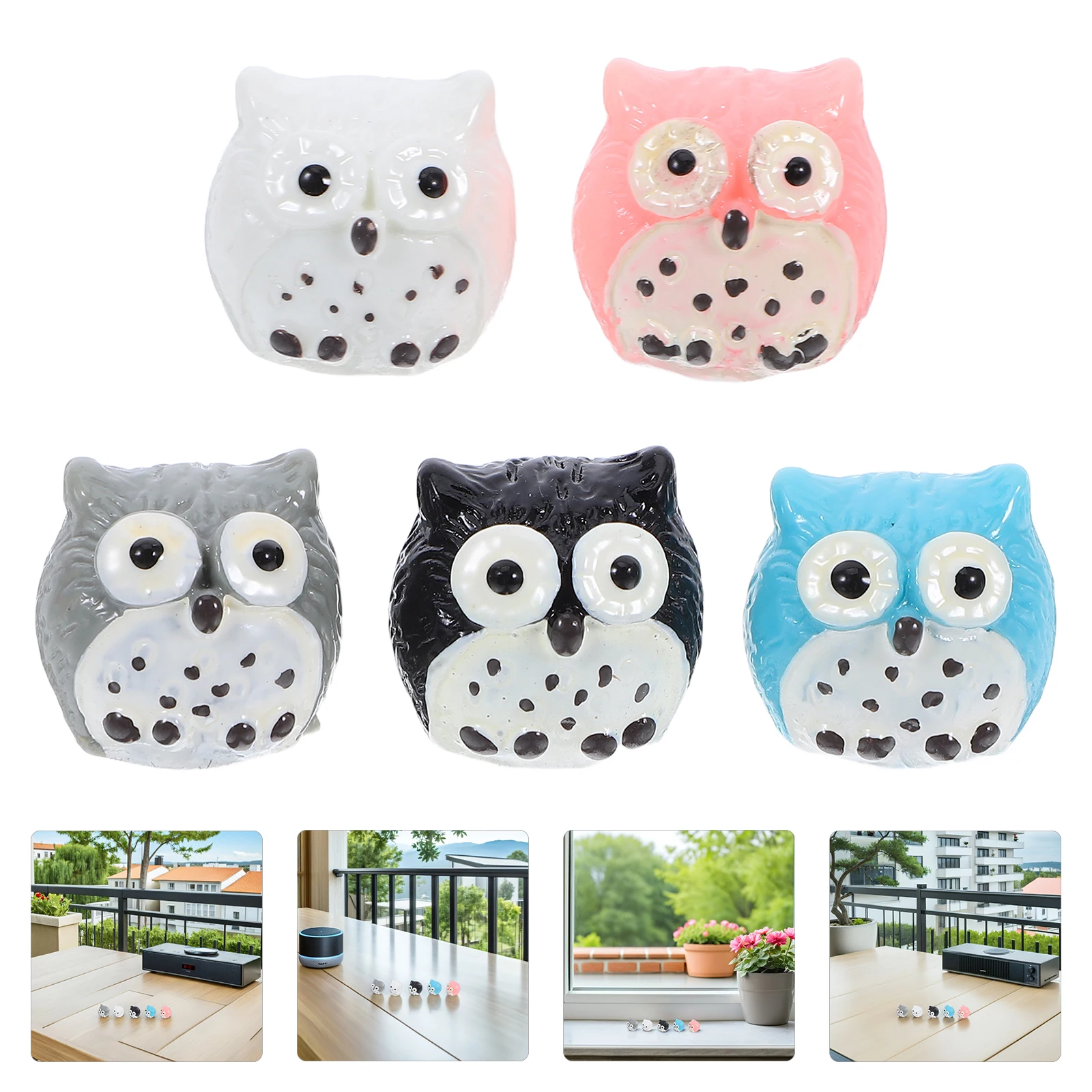 

5Pcs Mini Owls Resin Moss Landscape Succulent Bonsai Plant Pots Random Color Size L Garden Home Decoration Gifts