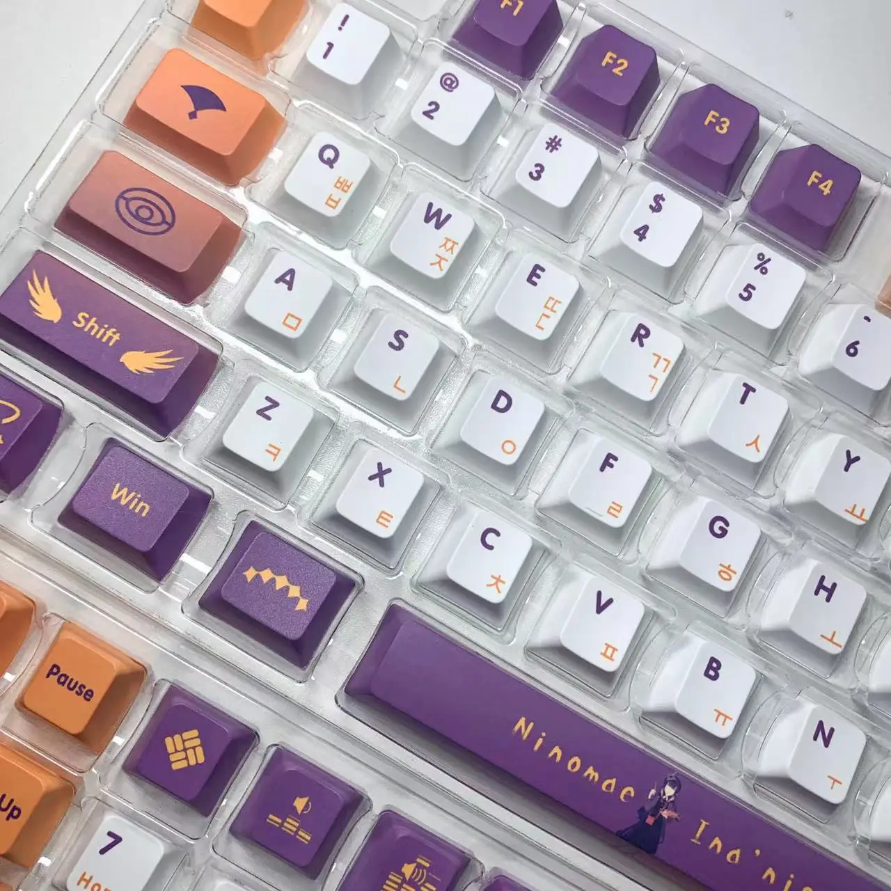 Korean Vtuber Hololive Keycaps 132 Keys Ninomea Ina\'nis Keycaps PBT DYE Sublimation Cherry MX Switch Keycap Mechanical Keyboard