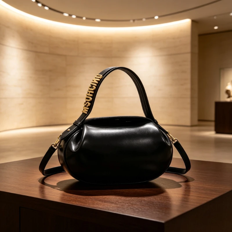 Luxury Brand Chevron Leather Handbag - Women's Crossbody Bag With Interlocking Logo & Detachable Pouch