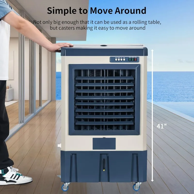 41" Swamp Cooler, 4800 CFM Evaporative Air Cooler with 10.6 Gallon Water Tank, Portable Outdoor Air Conditioner image 6