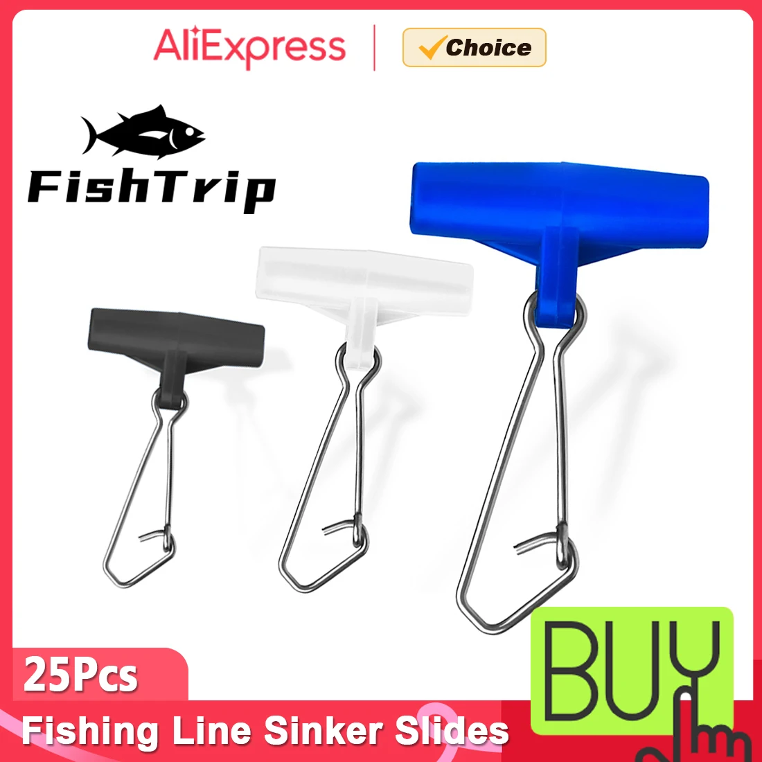 FishTrip 25 Stück Angelschnur-Sinker-Slides, robustes, drehbares Sinker mit Duo-Schloss, Hakenverschlüsse, Salzwasser-Sinker-Gewichte, Anschluss