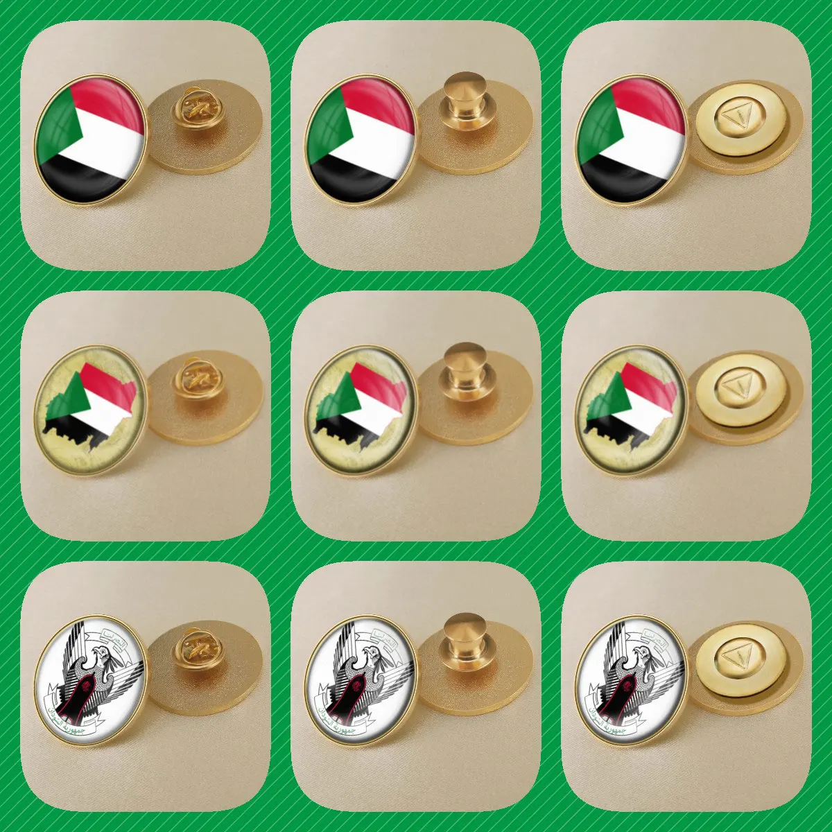 Sudan Sudanese Flag National Emblem Brooches Badges Lapel Pins