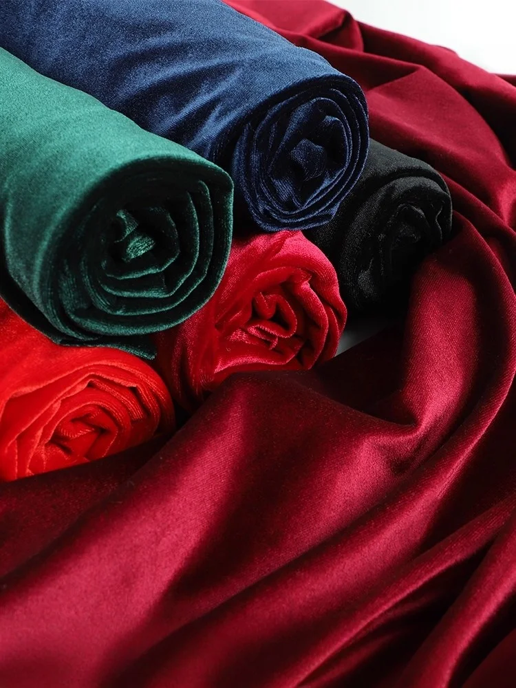 

Autumn and winter golden velvet solid color elastic soft fabric sewing dress DIY curtain background decorative fabric