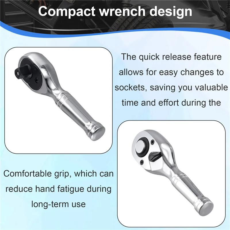 

ABGH-3PCS Mini Ratchet Wrench 1/4 1/2 3/8 Double Headed Ratchet Wrench Multifunctional 72 Teeth Quick Release Ratchet Wrench