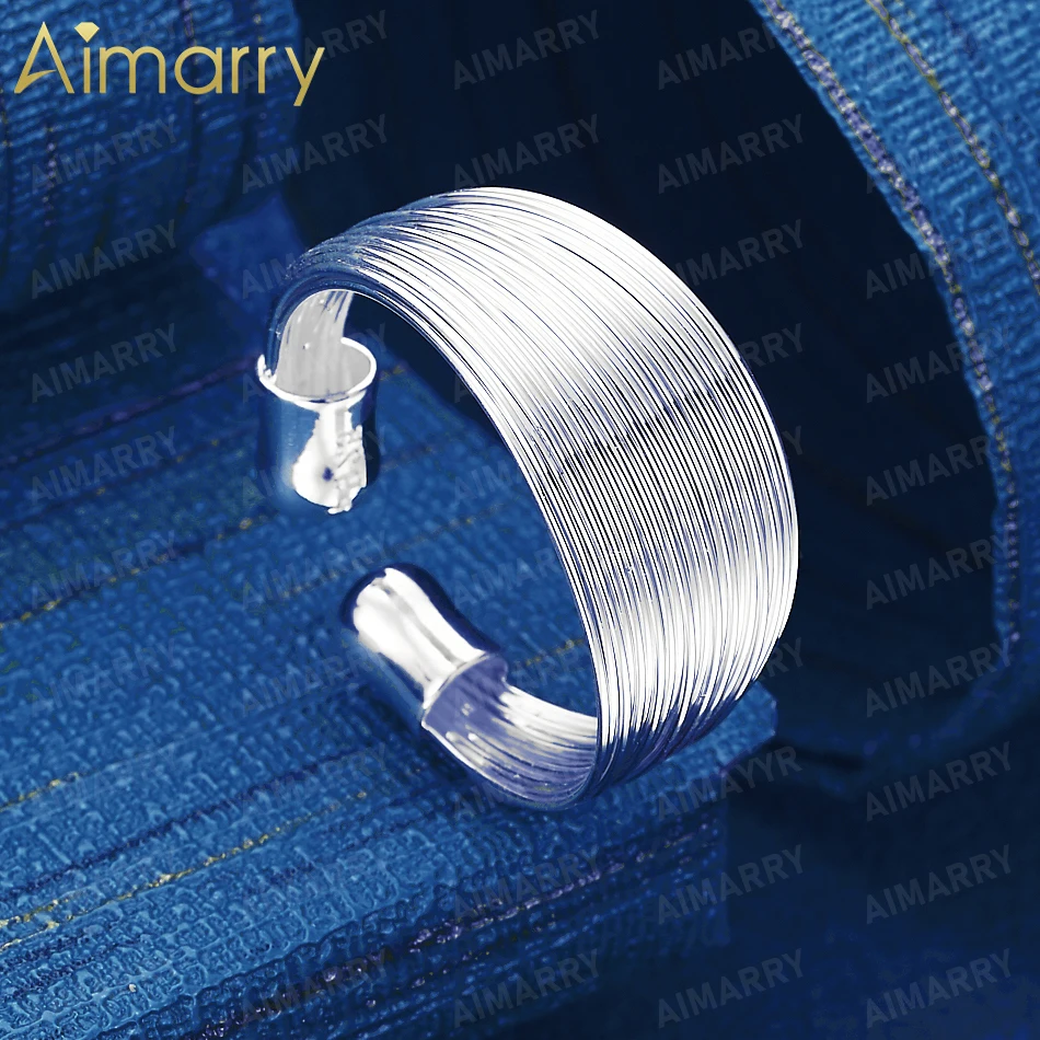 925 Sterling Silver Simple Wide Brushed Open Ring for Women's Banquets and Weddings High-quality Fashion Jewelry