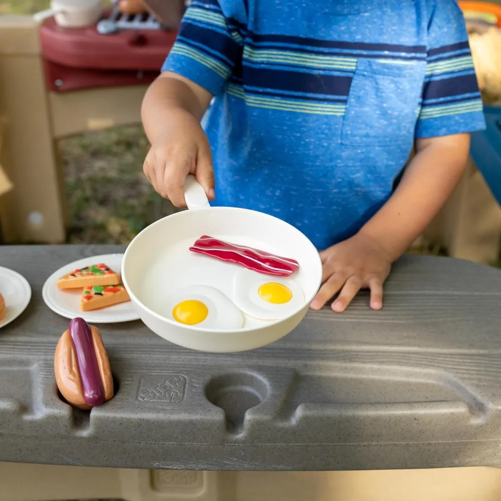 فناء وقت اللعب في جميع أنحاء مع مظلة لعب خارجية للأطفال، مجموعة ألعاب تفاعلية مع ميزات واقعية للأطفال الصغار #6