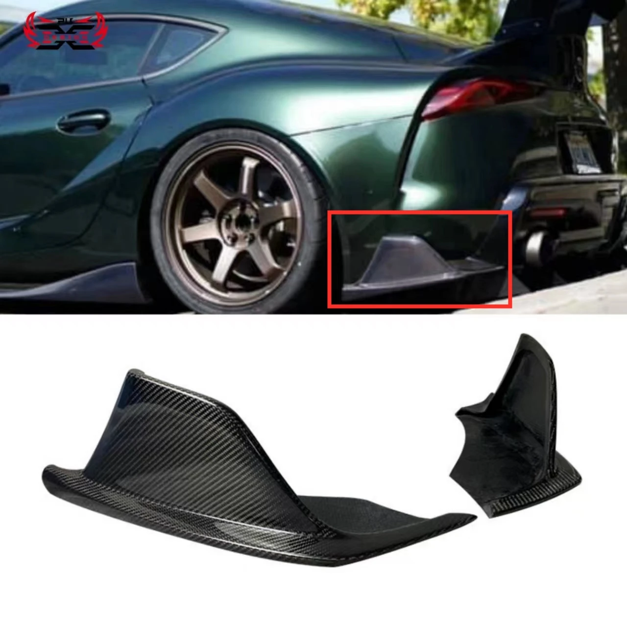 Vrs Style Rear Splitter For Supra A90 A91 mk5 Carbon Fiber Look Rear Bumper Side Corner Aprons Spats Body Kits