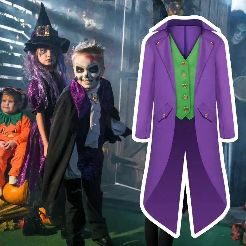 Joker Costume For Men Pirate Jacket Men Steampunk Jacket Panty Jacket Lightweight For Halloween Photo Vampires Boys 6-14 Childre