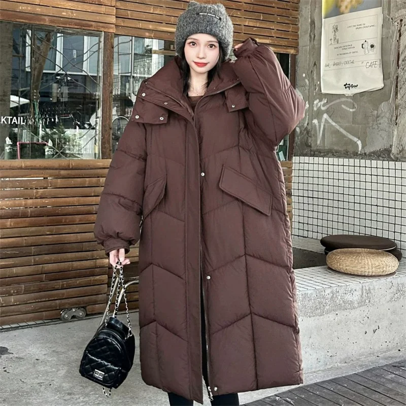 2025 New Oversize Loose Winter X-long Parkas Women's Down Cotton-padded Jacket Hooded Overcoat Thick Warm Coats Casual Outerwear