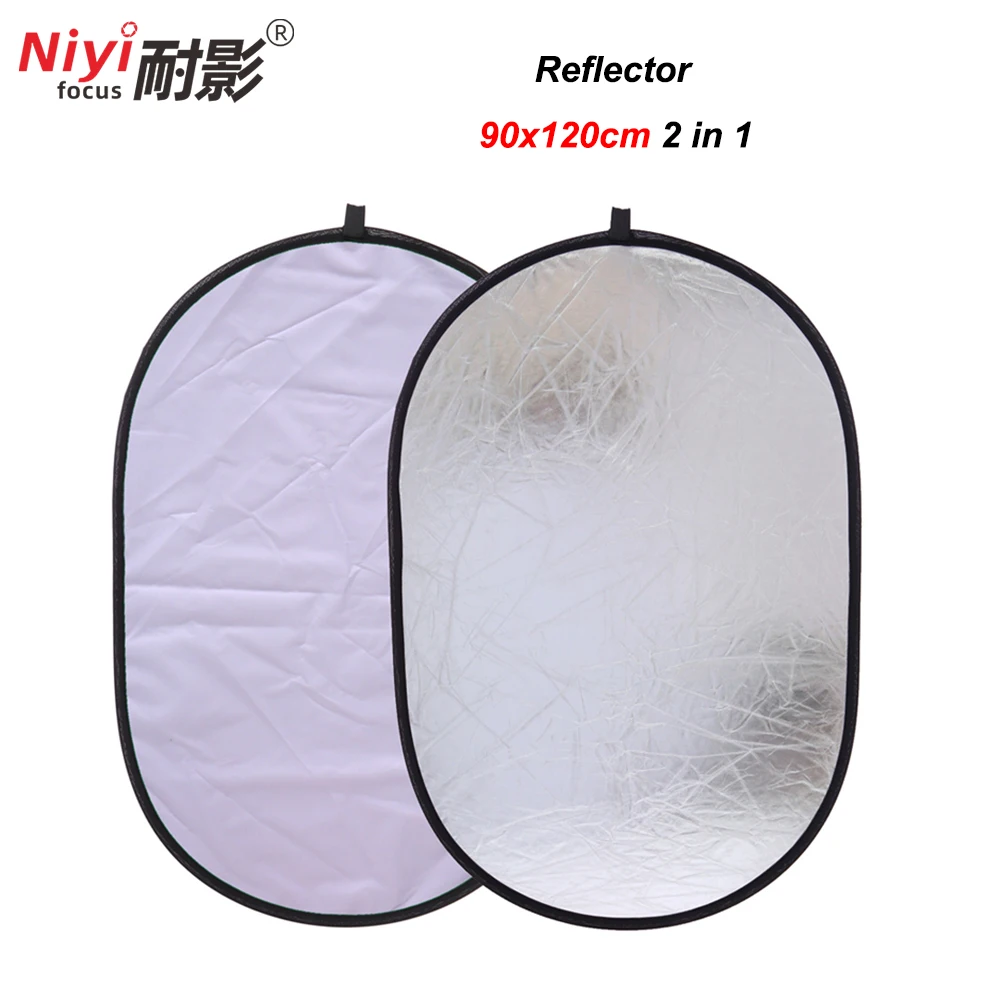 For Studio Photography Ellipse Multi Disc Reflector Collapsible Light Portable Oval 2 in1 Silver And White 90x120cm 35x47