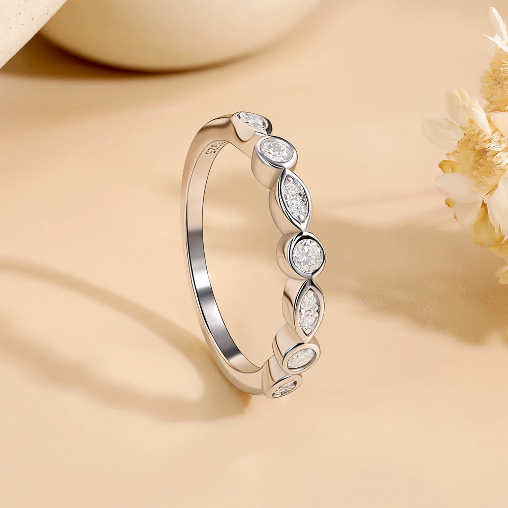 

LinkerLove обручальное кольцо с муассанитом, ободок, кольцо с бриллиантом для женщин, стерлинговое серебро S925, белое золото 18 карат, ювелирные изделия с покрытием