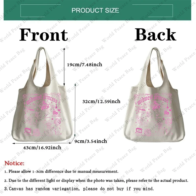 1 pz The Midwest Princess Pink Club pattern Tote Bag letteratura borsa a tracolla illustrazione ragazza Book Bag