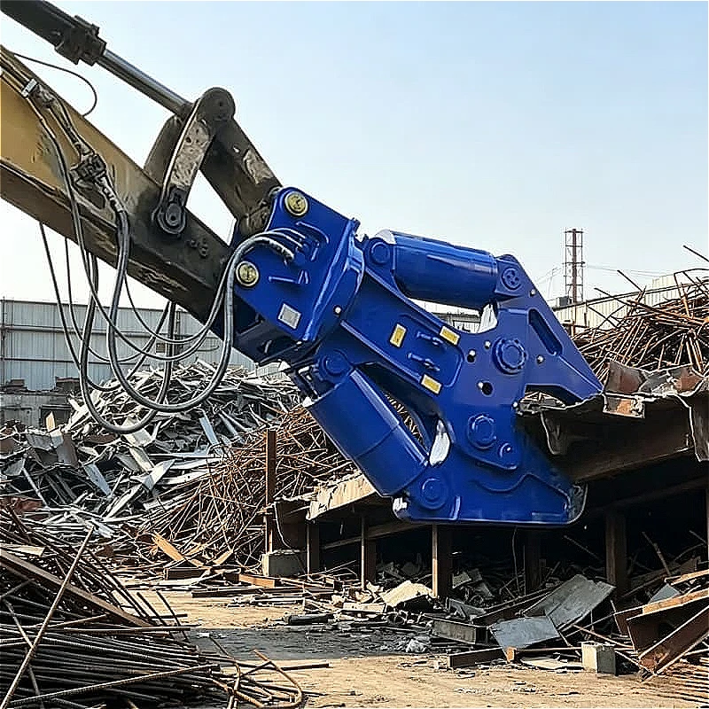 Excavator Hydraulic Shear Double Cylinder Motor Driven Multi Material Demolition Scrap Steel Cut Customized Balanced Shear Force